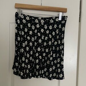 Forever 21 Black with White Flowers Skirt